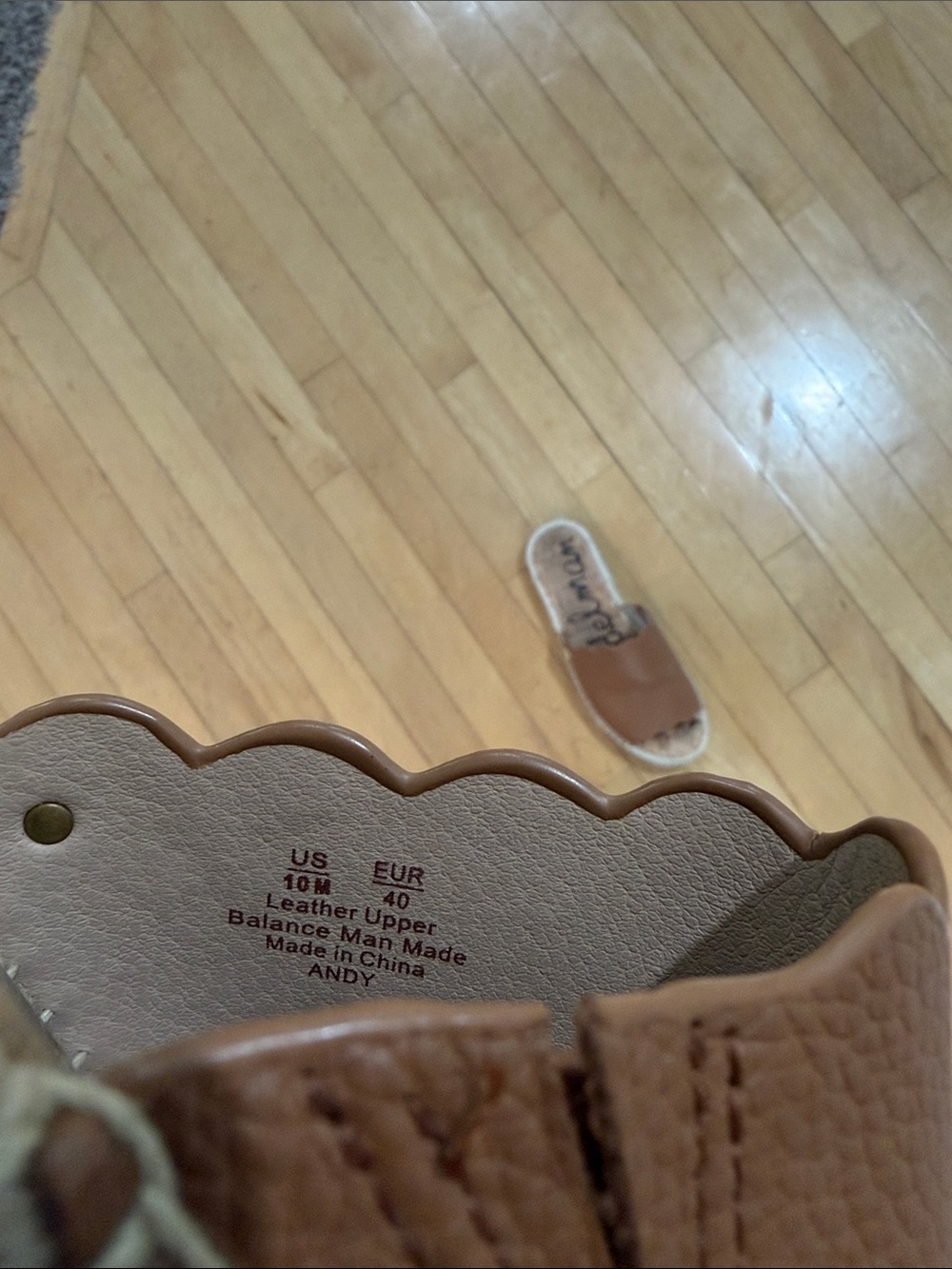 Sam Edelman Tan Scalloped Leather Espadrille Slide Mules - Picture 4 of 4
